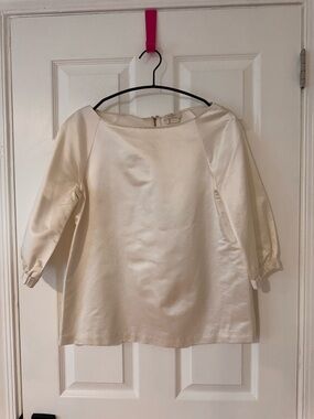 Beautiful Kate Spade Cream Satin Detail Top – Chic Elegant Minimal Blouse